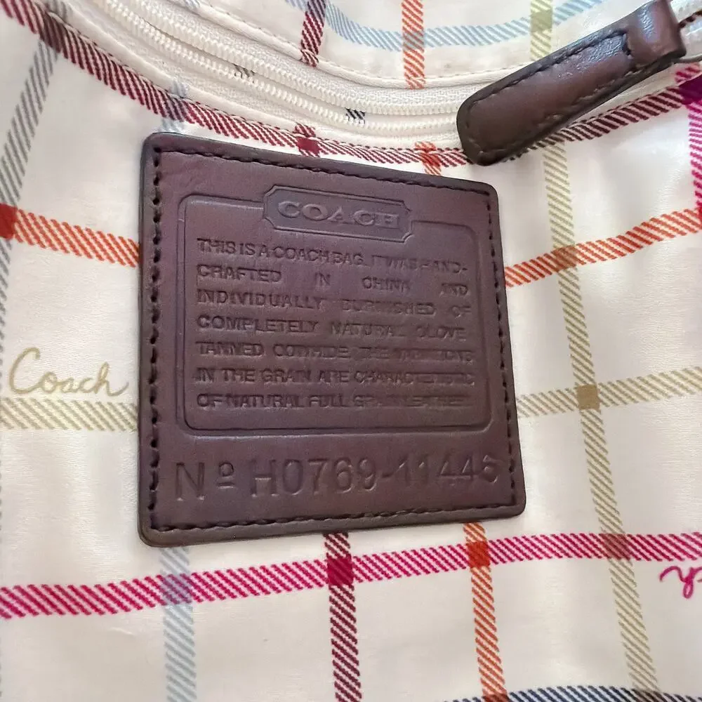 Coach Bleeker Tattersall Laced Strap Whiskey Leather Bag 11446